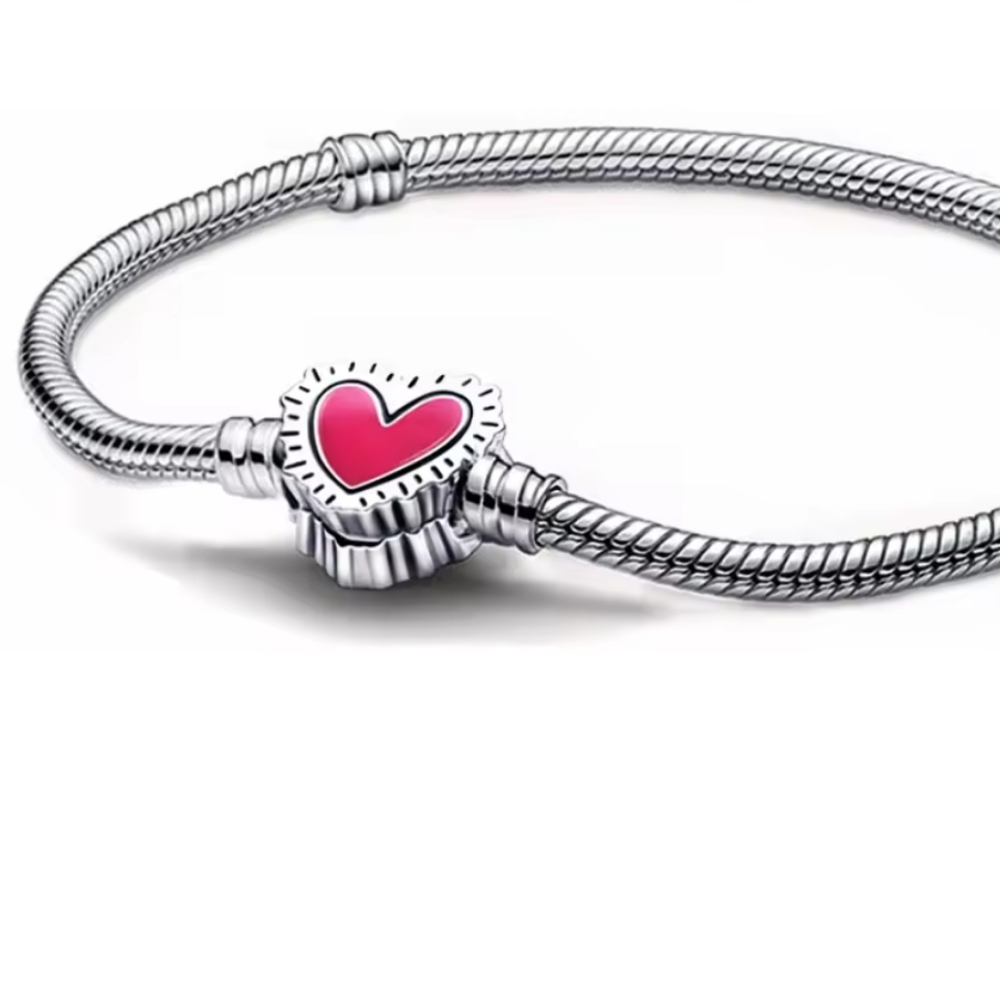 Silver Heart Charm Bracelet 19 Cm